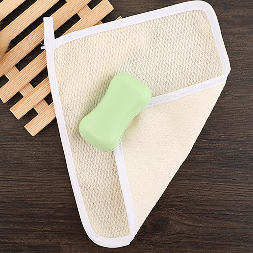 6pcs Exfoliating Wash Square Bath Towel Quick Dry Nylon Scrub Face Cloth Short Loop Home Use Beige Non Absorbent Smell Resistant